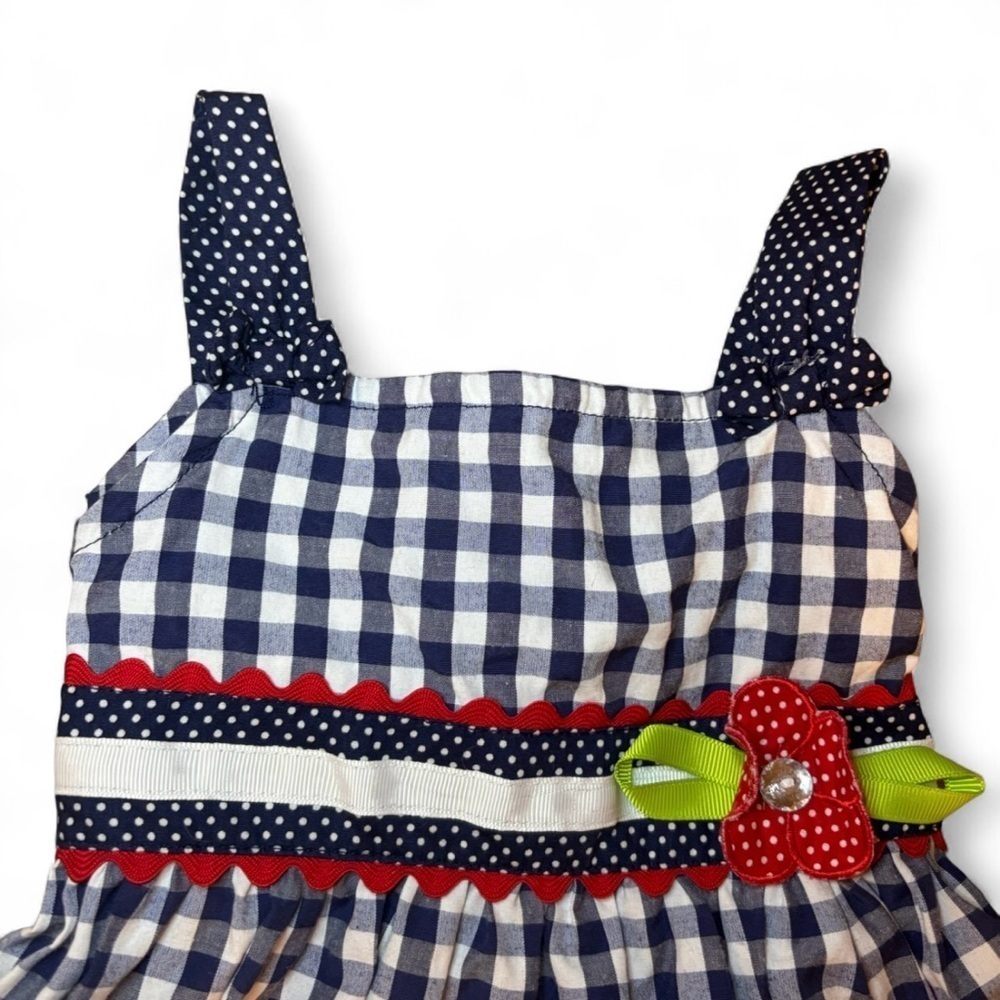 Samara 18 Months Navy & White Plaid Dress - Picture 3 of 5